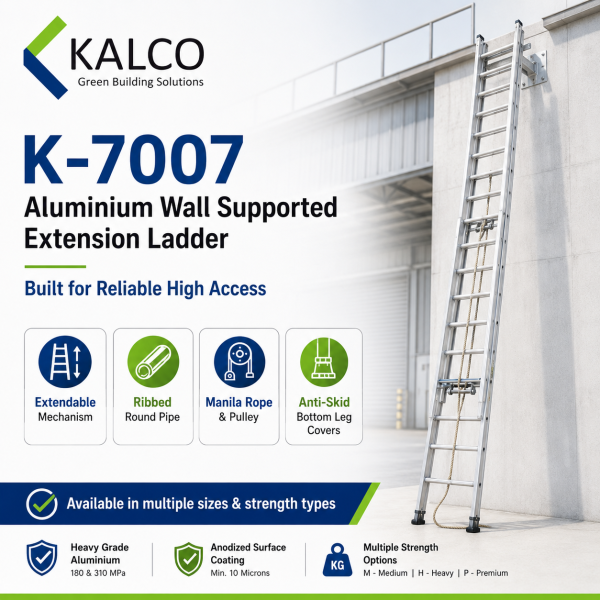 K-7007 Aluminium Straight Wall Supporting Extendable Industrial Ladder